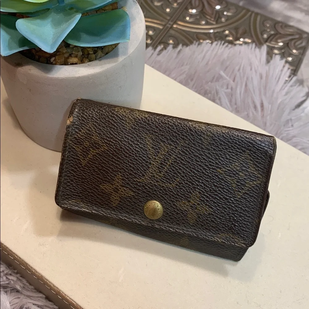 🌹VINTAGE LOUIS VUITTON AUTHENTIC Leather Brown SIGNATURE KEY Wallet 6 rings - Picture 6 of 16